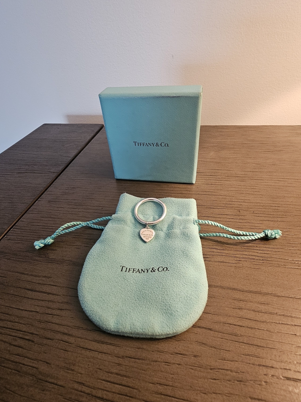 Tiffany & Co. Silver Heart Tag Key Ring in Tiffany Blue